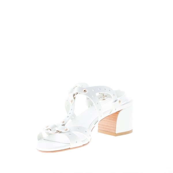 TOD'S donna sandalo in pelle BIANCO con fori decorativi. Tacco 5,5 cm - immagine 6