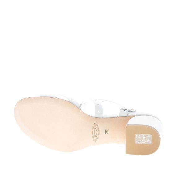 TOD'S donna sandalo in pelle BIANCO con fori decorativi. Tacco 5,5 cm - immagine 8