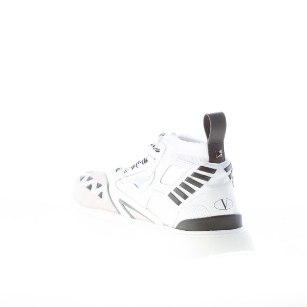 VALENTINO uomo sneaker alta Heroes Reflex in tessuto elasticizzato BIANCO e nero - immagine 4
