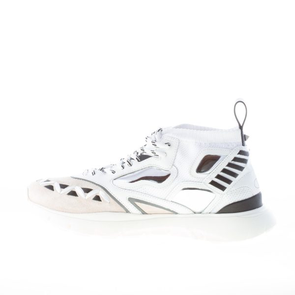 VALENTINO uomo sneaker alta Heroes Reflex in tessuto elasticizzato BIANCO e nero - immagine 5