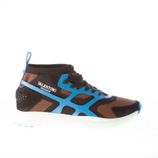 VALENTINO uomo sneaker Sound High in tessuto e pelle MARRONE NERO e AZZURRO