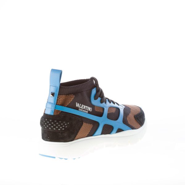 VALENTINO uomo sneaker Sound High in tessuto e pelle MARRONE NERO e AZZURRO - immagine 3