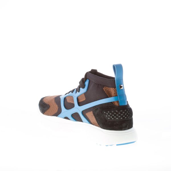 VALENTINO uomo sneaker Sound High in tessuto e pelle MARRONE NERO e AZZURRO - immagine 4