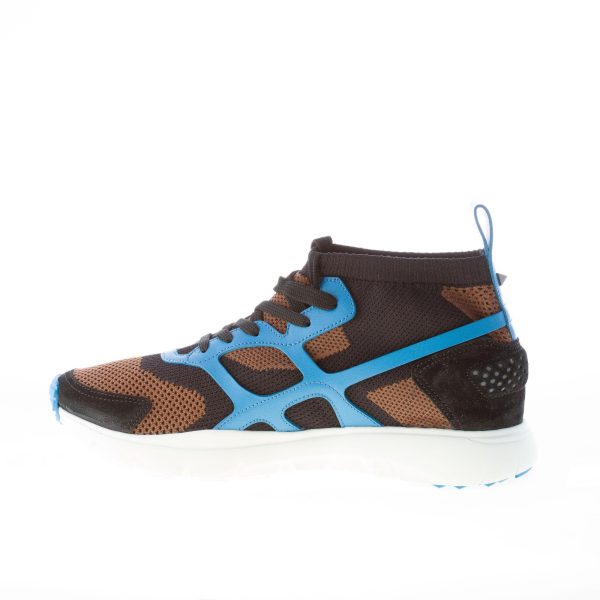 VALENTINO uomo sneaker Sound High in tessuto e pelle MARRONE NERO e AZZURRO - immagine 5