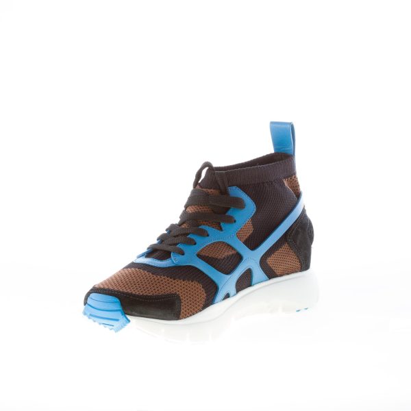 VALENTINO uomo sneaker Sound High in tessuto e pelle MARRONE NERO e AZZURRO - immagine 6