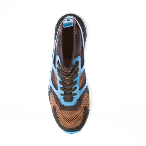 VALENTINO uomo sneaker Sound High in tessuto e pelle MARRONE NERO e AZZURRO - immagine 7