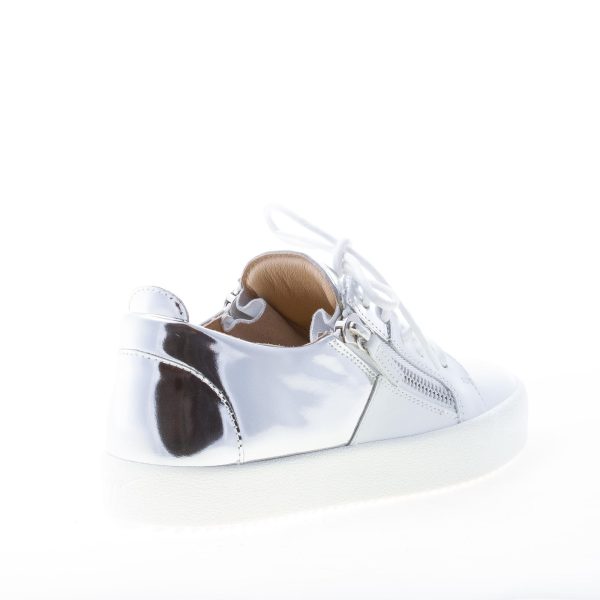 GIUSEPPE ZANOTTI DESIGN donna sneaker May London in pelle BIANCO più ARGENTO con zip - immagine 3