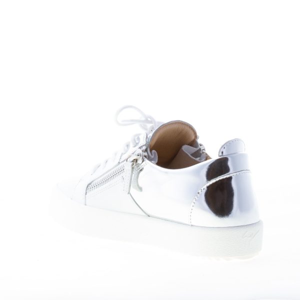 GIUSEPPE ZANOTTI DESIGN donna sneaker May London in pelle BIANCO più ARGENTO con zip - immagine 4