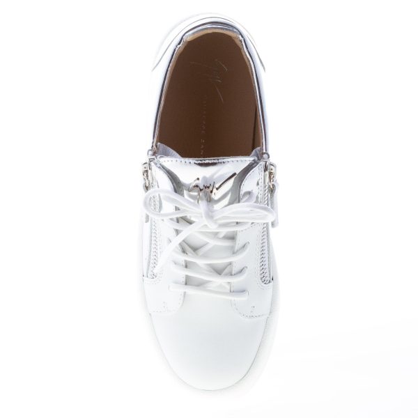 GIUSEPPE ZANOTTI DESIGN donna sneaker May London in pelle BIANCO più ARGENTO con zip - immagine 7