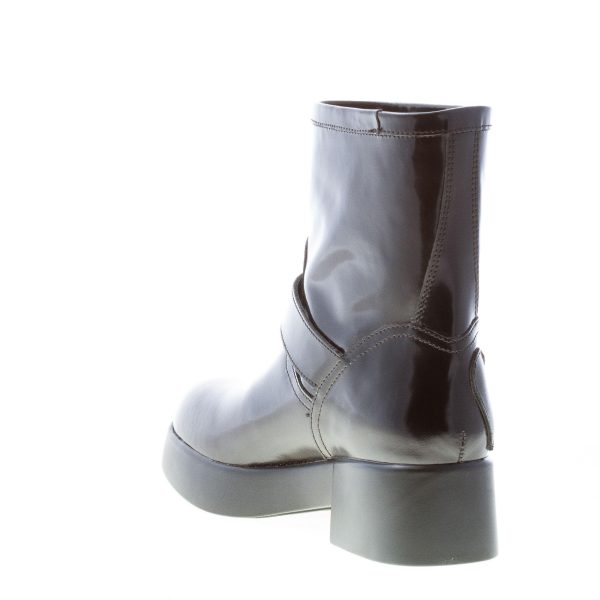 LOVE MOSCHINO stivaletto donna in eco-pelle lucida NERO con fibbia cuore. Tacco 5 cm - immagine 4