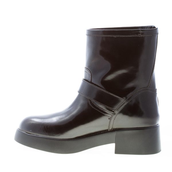 LOVE MOSCHINO stivaletto donna in eco-pelle lucida NERO con fibbia cuore. Tacco 5 cm - immagine 5