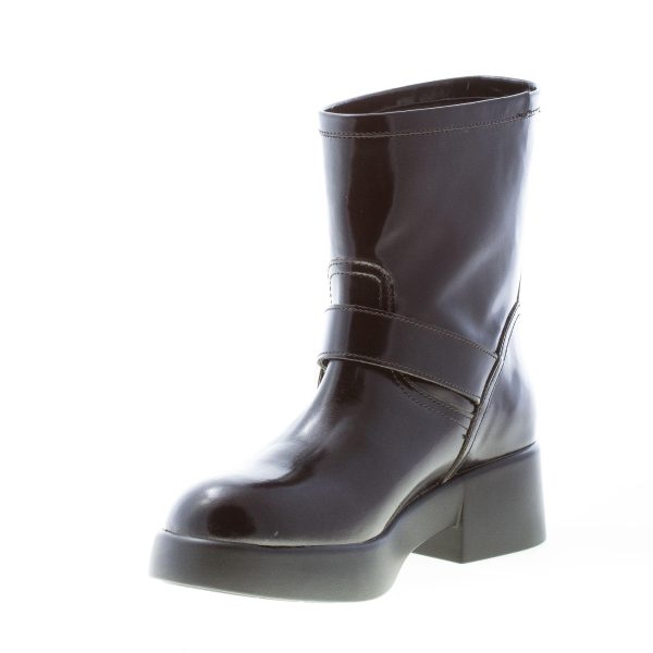 LOVE MOSCHINO stivaletto donna in eco-pelle lucida NERO con fibbia cuore. Tacco 5 cm - immagine 6