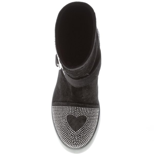 LOVE MOSCHINO stivaletto donna in velluto NERO con micro borchie. Tacco 5 cm - immagine 7