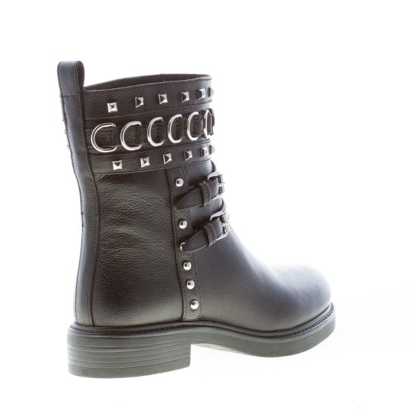 LOVE MOSCHINO stivaletto donna in pelle NERO con hardware in metallo argento. Tacco 3,5 - immagine 3