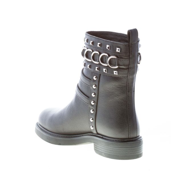 LOVE MOSCHINO stivaletto donna in pelle NERO con hardware in metallo argento. Tacco 3,5 - immagine 4