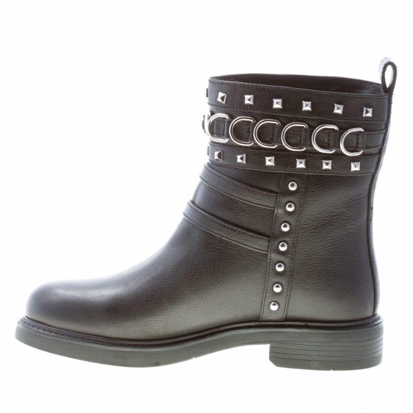 LOVE MOSCHINO stivaletto donna in pelle NERO con hardware in metallo argento. Tacco 3,5 - immagine 5