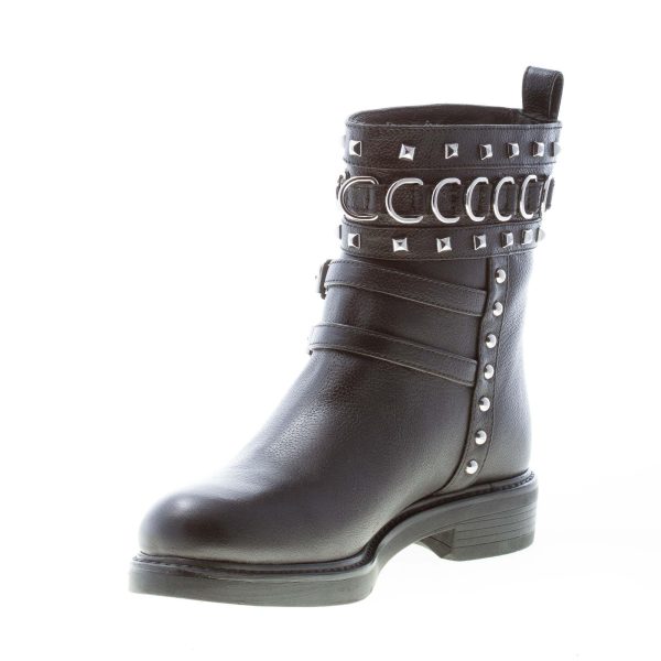 LOVE MOSCHINO stivaletto donna in pelle NERO con hardware in metallo argento. Tacco 3,5 - immagine 6
