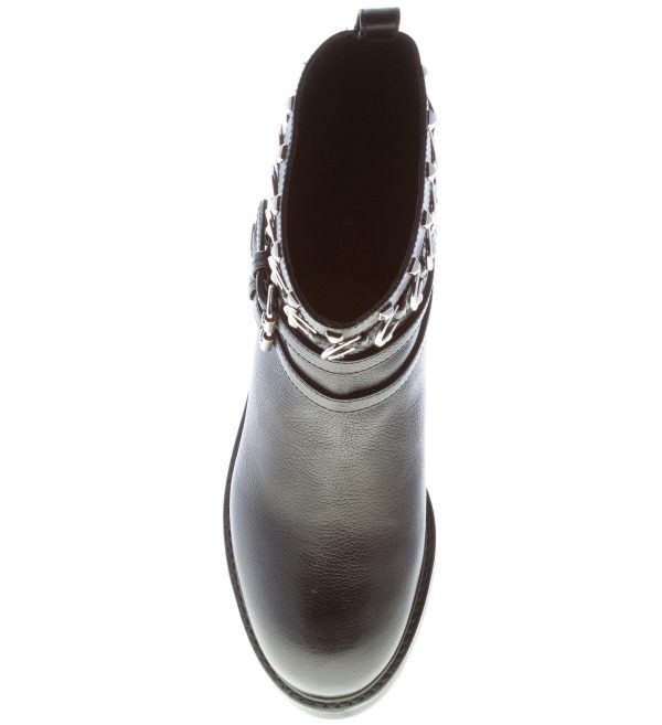 LOVE MOSCHINO stivaletto donna in pelle NERO con hardware in metallo argento. Tacco 3,5 - immagine 7