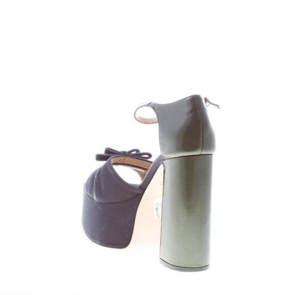 ANNA F. donna sandalo in pelle e velluto GRIGIO con fiocco e plateau. Tacco 13 cm - immagine 4