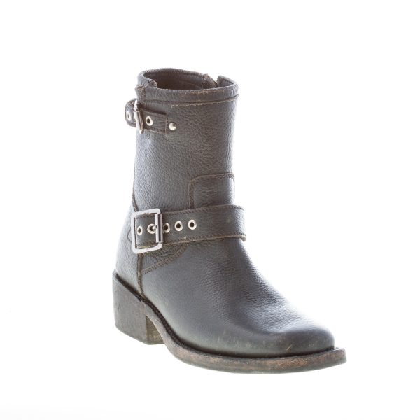 ASH donna stivaletto biker NEVADA in pelle lavata anticata NERO con fibbie - immagine 2