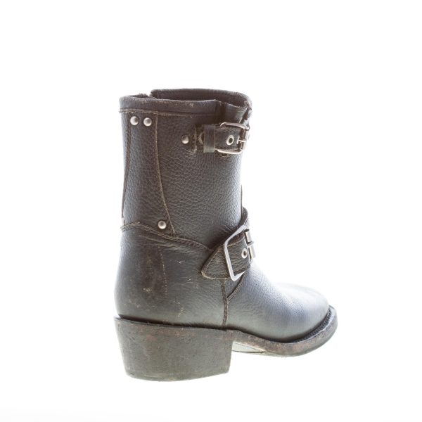 ASH donna stivaletto biker NEVADA in pelle lavata anticata NERO con fibbie - immagine 3
