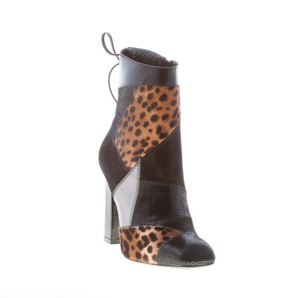 ROBERTO FESTA donna stivaletto patchwork NERO con zip. Tacco 9 cm - immagine 2