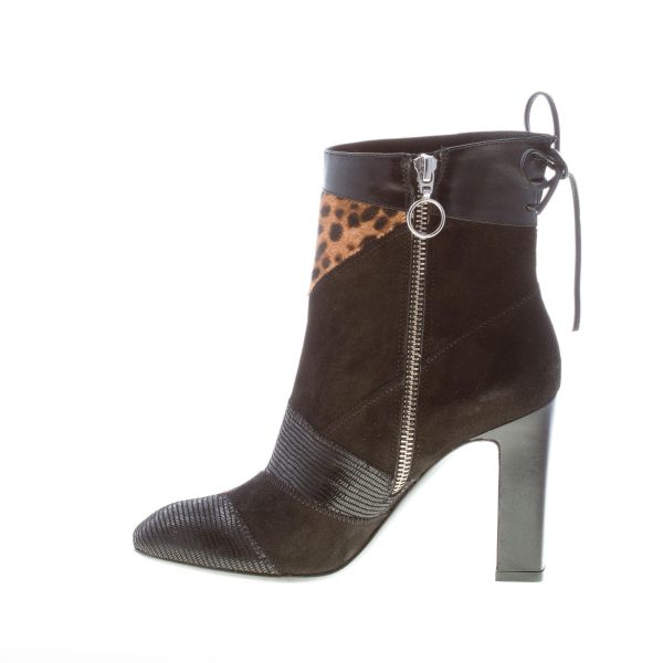 ROBERTO FESTA donna stivaletto patchwork NERO con zip. Tacco 9 cm - immagine 5