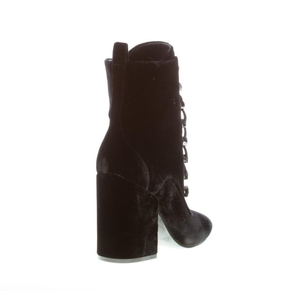 KENDALL + KYLE stivaletto Bridget in velluto NERO con lacci e zip. Tacco 10 cm - immagine 3