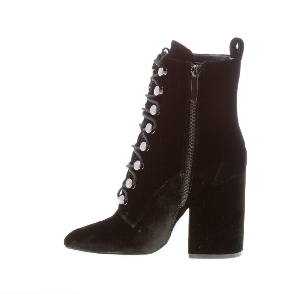 KENDALL + KYLE stivaletto Bridget in velluto NERO con lacci e zip. Tacco 10 cm - immagine 5