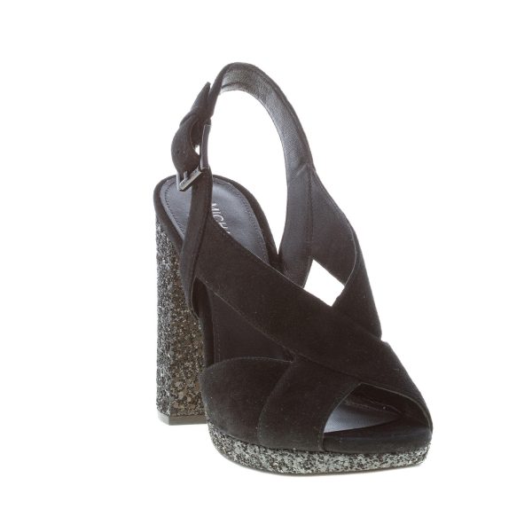 MICHAEL KORS donna sandalo Becky Platform in camoscio NERO con glitter. Tacco 11 cm - immagine 2