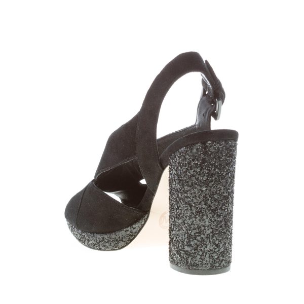 MICHAEL KORS donna sandalo Becky Platform in camoscio NERO con glitter. Tacco 11 cm - immagine 4