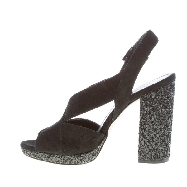 MICHAEL KORS donna sandalo Becky Platform in camoscio NERO con glitter. Tacco 11 cm - immagine 5