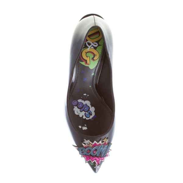 DOLCE & GABBANA donna décolleté Lori in vitello lucido NERO con ricamo BOOM. Tacco 6 cm - immagine 7