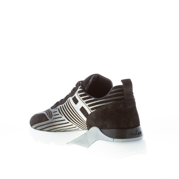 HOGAN donna Active One sneaker in camoscio NERO e lavorazione glitter argento - immagine 4