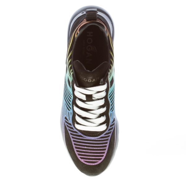 HOGAN donna Active One sneaker in camoscio NERO e lavorazione glitter multicolore - immagine 7