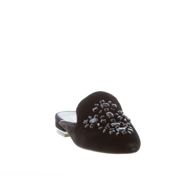 MICHAEL KORS donna sabot Edie Slide in velluto NERO con pietre. Suola cuoio - immagine 2