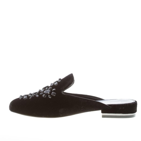MICHAEL KORS donna sabot Edie Slide in velluto NERO con pietre. Suola cuoio - immagine 5