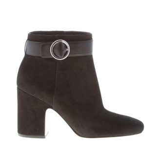 MICHAEL KORS donna stivaletto Alana in camoscio NERO con zip e fibbia. Tacco 8 cm
