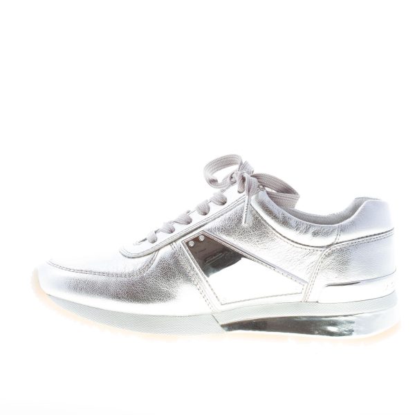 MICHAEL KORS donna sneaker Allie Plate Wrap in pelle metallizzata ARGENTO - immagine 5