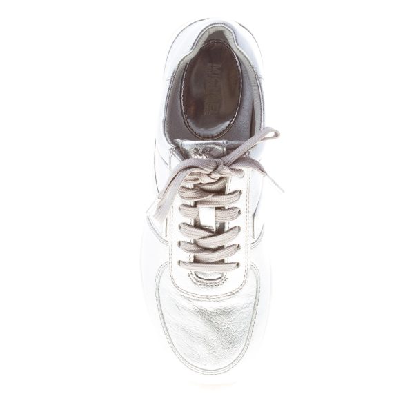 MICHAEL KORS donna sneaker Allie Plate Wrap in pelle metallizzata ARGENTO - immagine 7