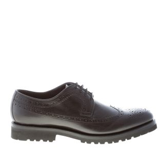 ORTIGNI uomo scarpa derby coda di rondine in pelle NERO. Suola in gomma