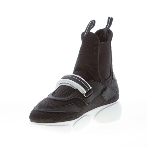 PRADA donna Cloudbust hi-top sneaker in tessuto tecnico NERO - immagine 6