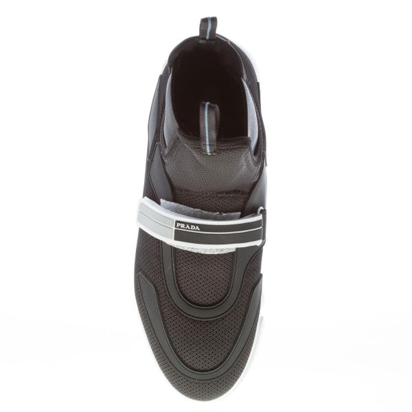 PRADA donna Cloudbust hi-top sneaker in tessuto tecnico NERO - immagine 7