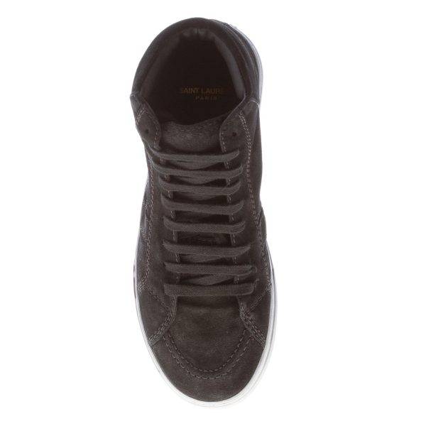 SAINT LAURENT uomo sneaker alta in camoscio NERO con suola vintage e logo - immagine 7
