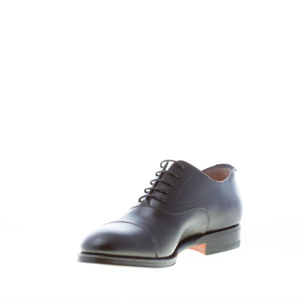 SANTONI uomo scarpa francesina in pelle NERO. Suola in cuoio - immagine 6