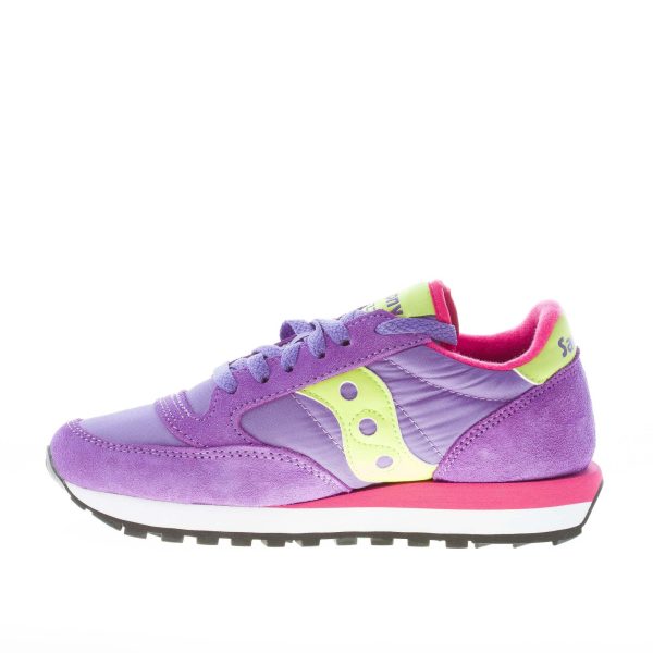 SAUCONY donna sneaker Jazz Original in nylon e camoscio VIOLA più lime - immagine 5