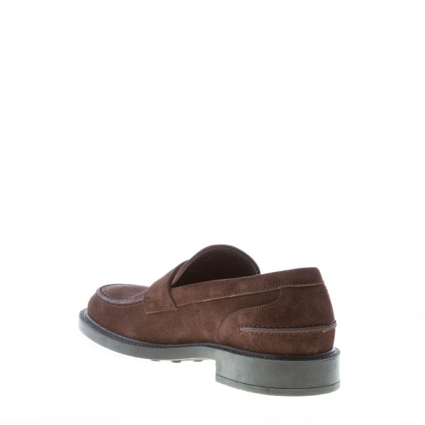 TOD'S uomo mocassino penny in camoscio TESTA DI MORO. Suola in gomma - immagine 4
