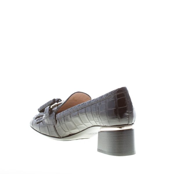 TOD'S donna décolleté in pelle stampa cocco NERO con catena e nappe. Tacco 5 cm - immagine 4