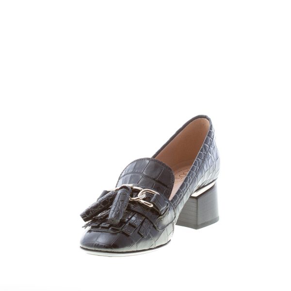 TOD'S donna décolleté in pelle stampa cocco NERO con catena e nappe. Tacco 5 cm - immagine 6