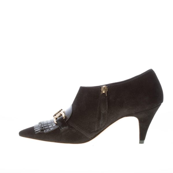 TOD'S donna tronchetto in camoscio NERO con zip e catena. Tacco 7 cm - immagine 5